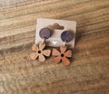 Wooden flower earrings