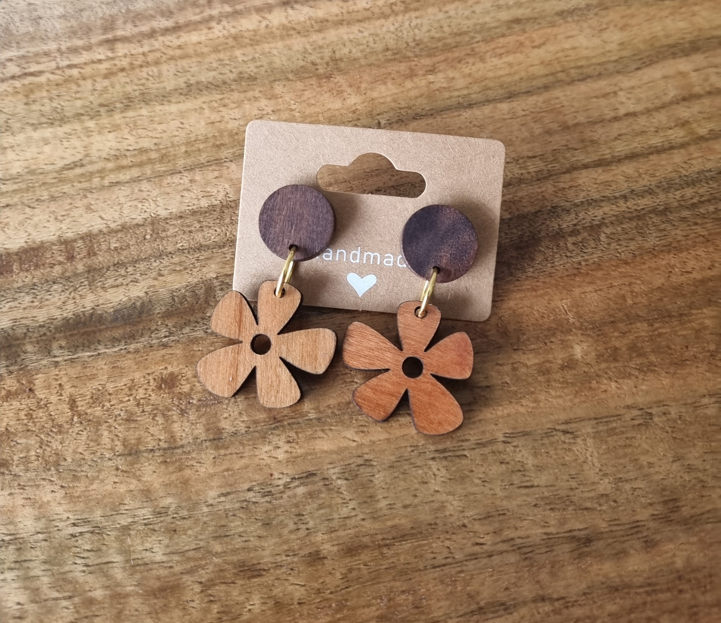 Wooden flower earrings