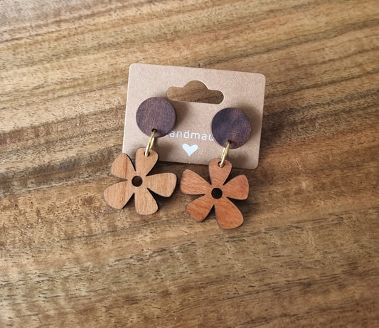 Wooden flower earrings