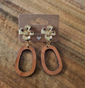 Round wooden drop earrings