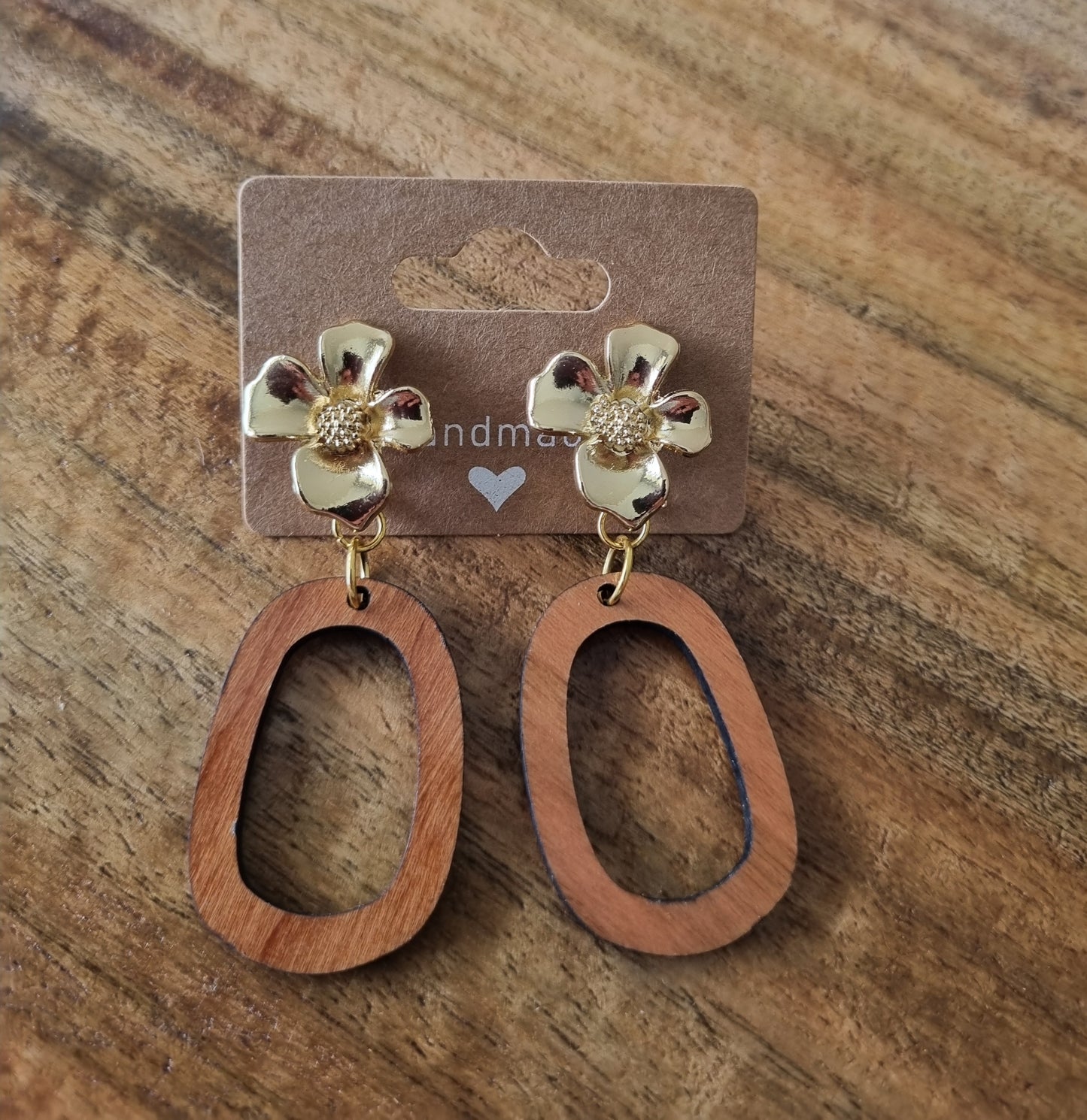 Round wooden drop earrings