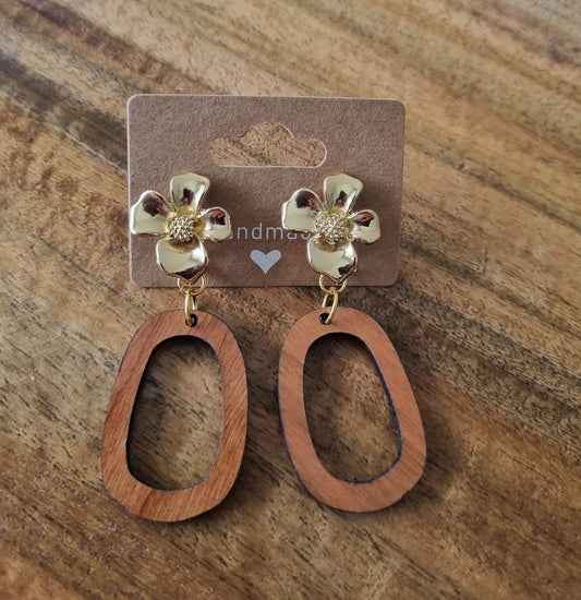 Round wooden drop earrings