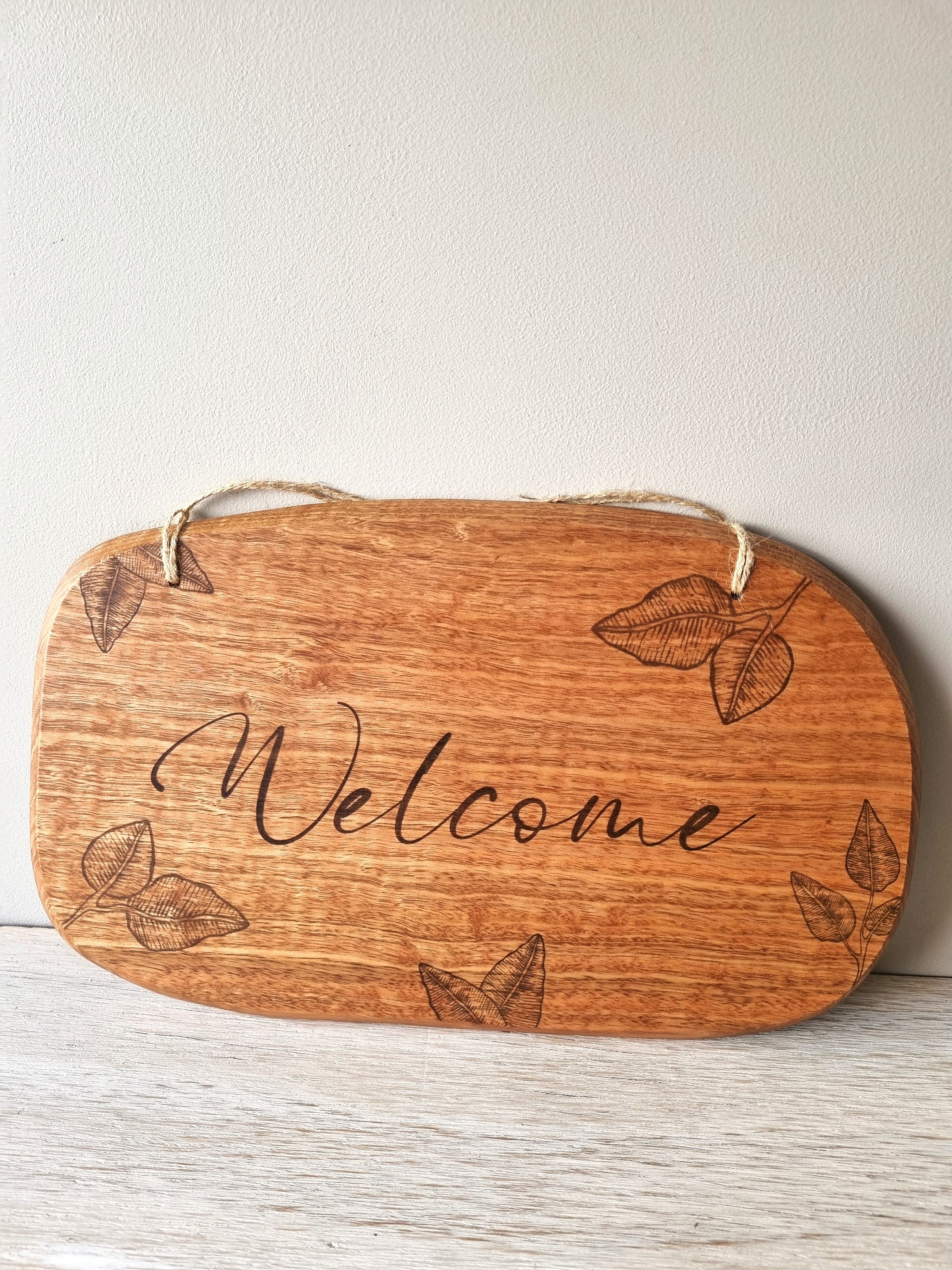 Welcome sign - Tasmanian Oak