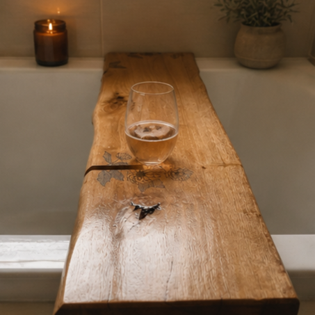 Bathtray with wine holder